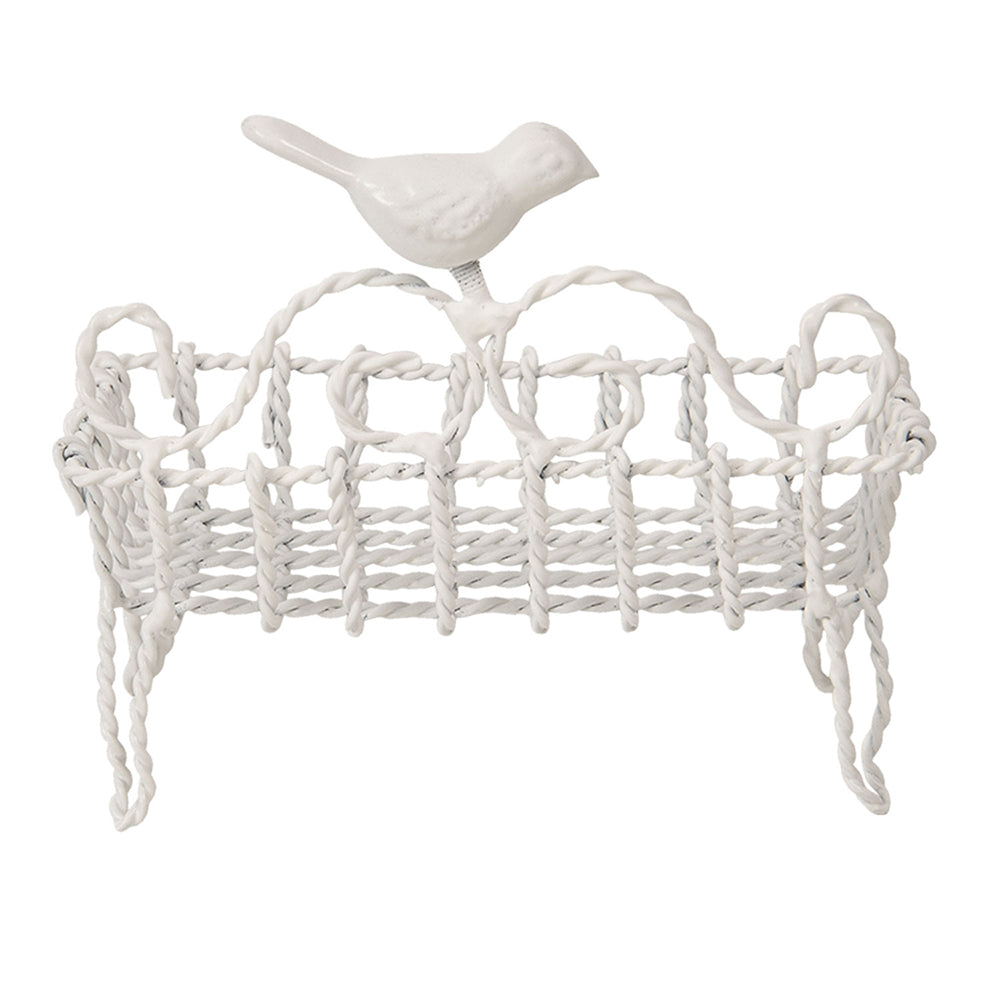 Landhaus Seifenschale Metall Weiß mit Vögelchen - Shabby Chic Seifenablage