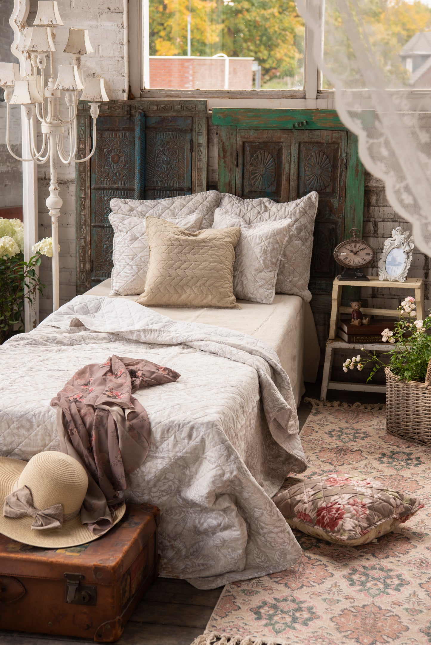 Deko Koffer Set 3-teilig Blumen Gelb Beige - Aufbewahrungsboxen Landhausstil