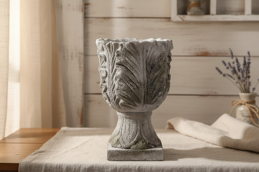 Pflanzkübel Steinguss Grau 16x24 cm - Französischer Landhausstil