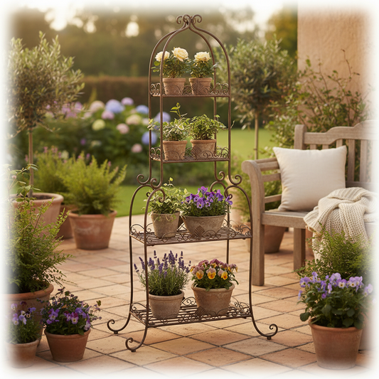 Garten-Regal Metall Braun - Pflanzenständer Landhaus Shabby Chic {{ Shabby Chic und Landhaus Deko }} {{ www.Stein-Alt.de The cosy Cottage }}