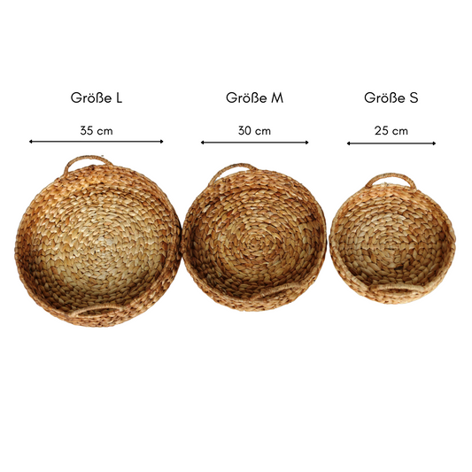 Rundes Korbtablett aus Wasserhyazinthe - Braun | Serviertablett & Dekotablett