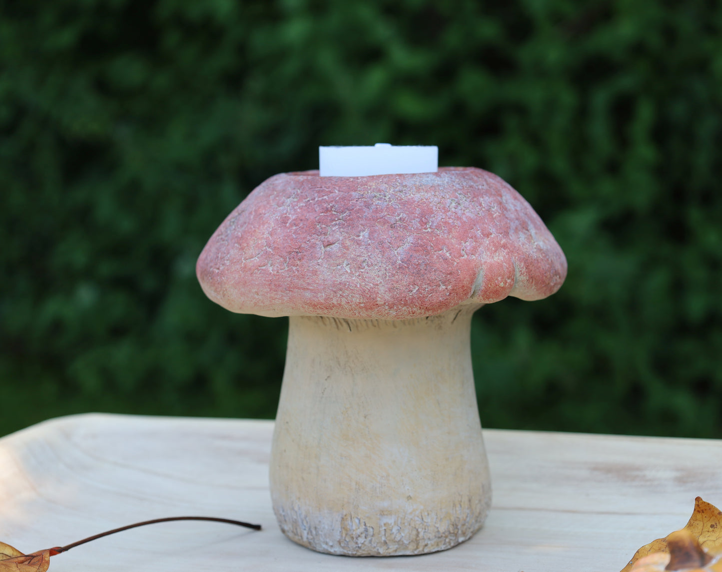 Herbstlicher Pilz Blumentopf & Kerzenhalter - Steinguss Deko Ø 15cm