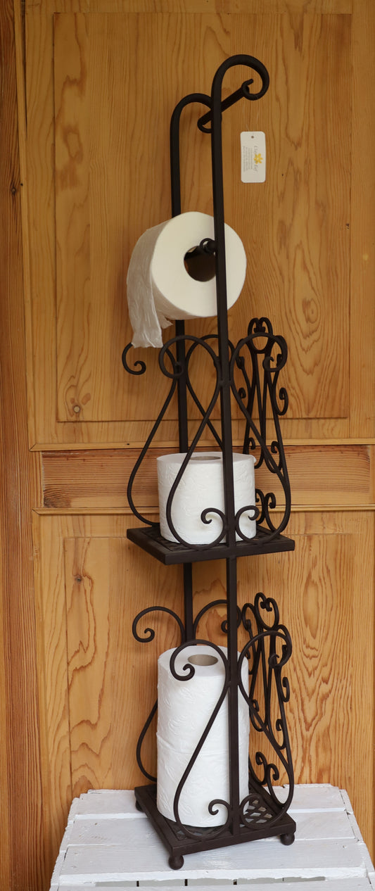 Toilet paper holder toilet roll holder WC Shabby Chic metal white brown