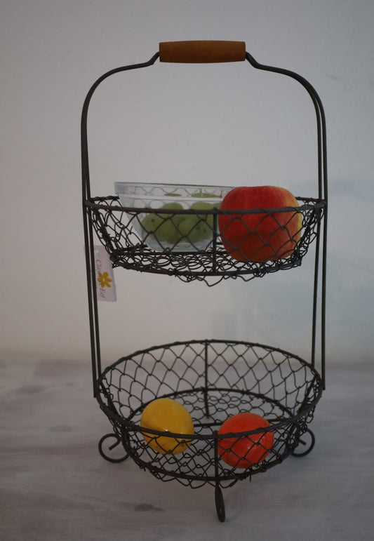 Cesto di frutta / fruttiera, supporto a più livelli con cestini in filo metallico, contenitore per la cucina