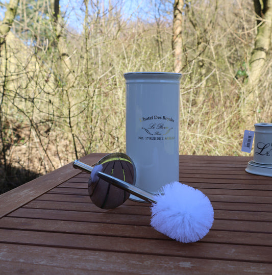 Toilettenbürstenhalter mit WC-Bürste aus Keramik in Weiß