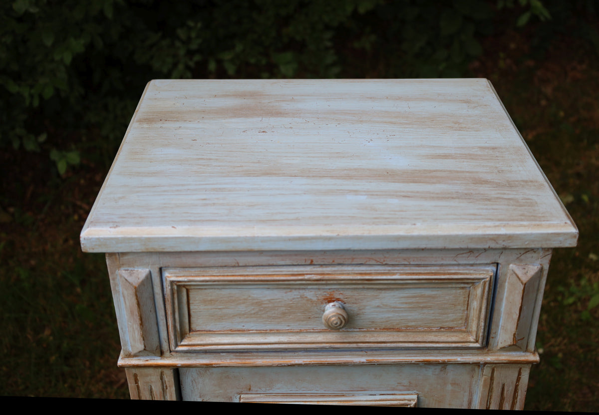 Vintage Schränkchen im Shabby Chic Stil aus Holz in Blau-Türkis {{ Shabby Chic und Landhaus Deko }} {{ www.Stein-Alt.de }}