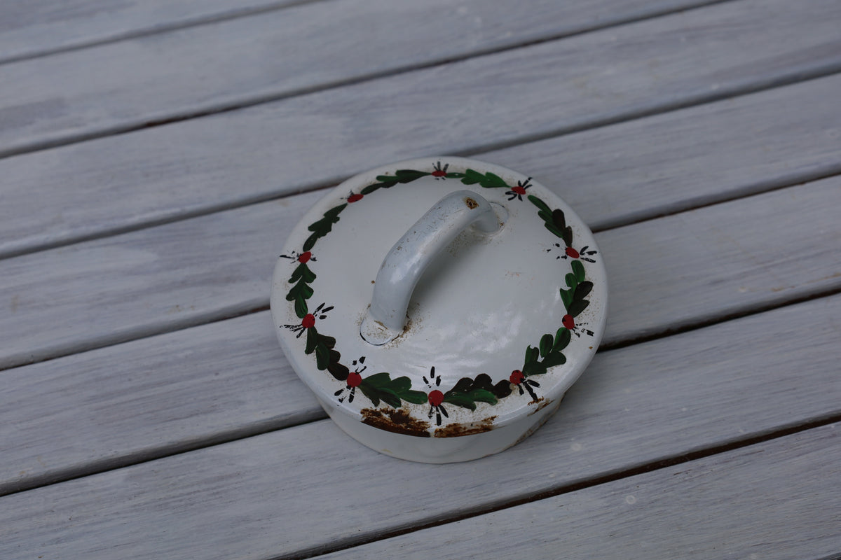 Vintage Emaille-Milchkanne mit Bauernmalerei {{ Shabby Chic und Landhaus Deko }} {{ www.Stein-Alt.de }}