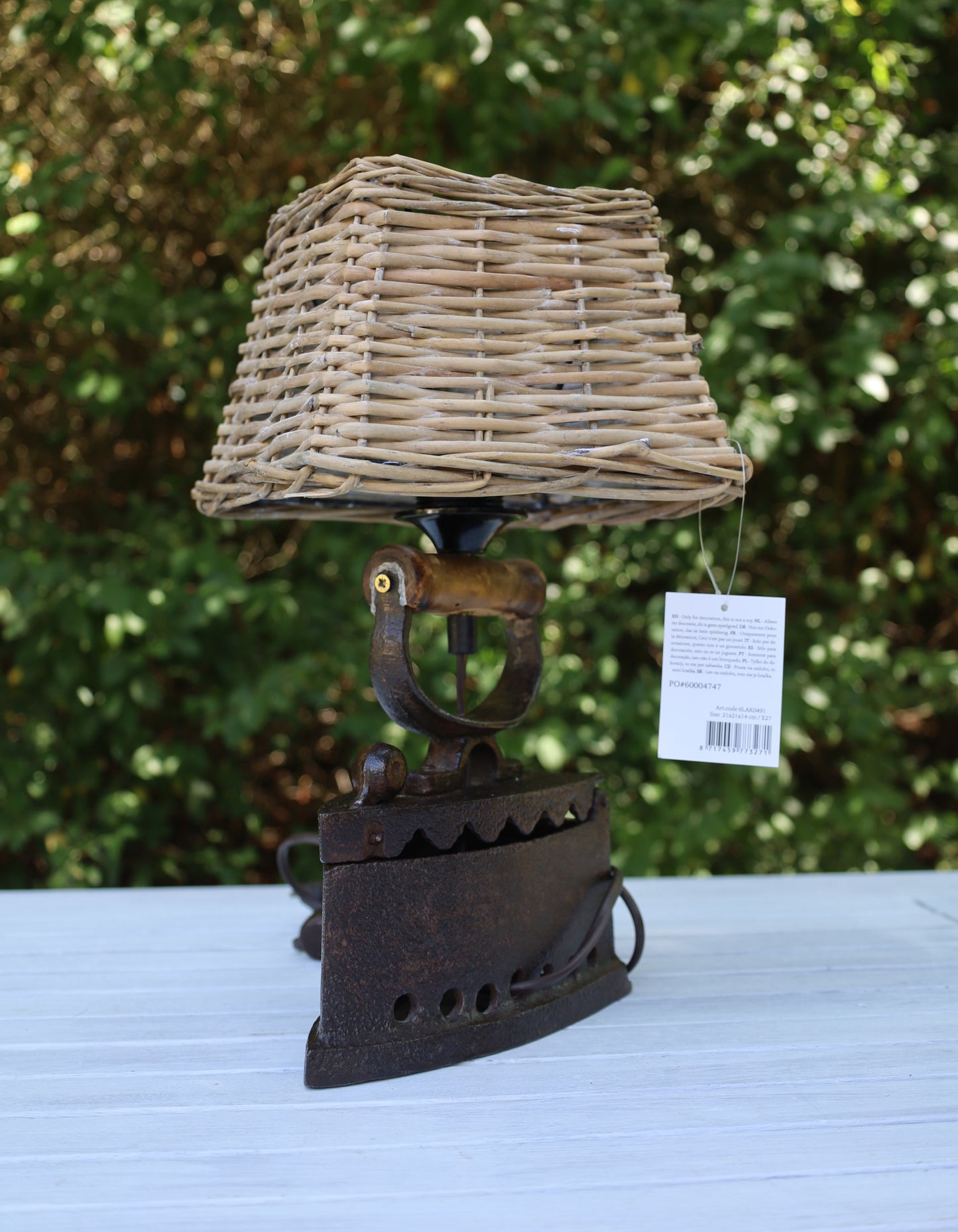 Quadratischer Lampenschirm Rattan Braun E27 - Landhausstil Shabby Chic