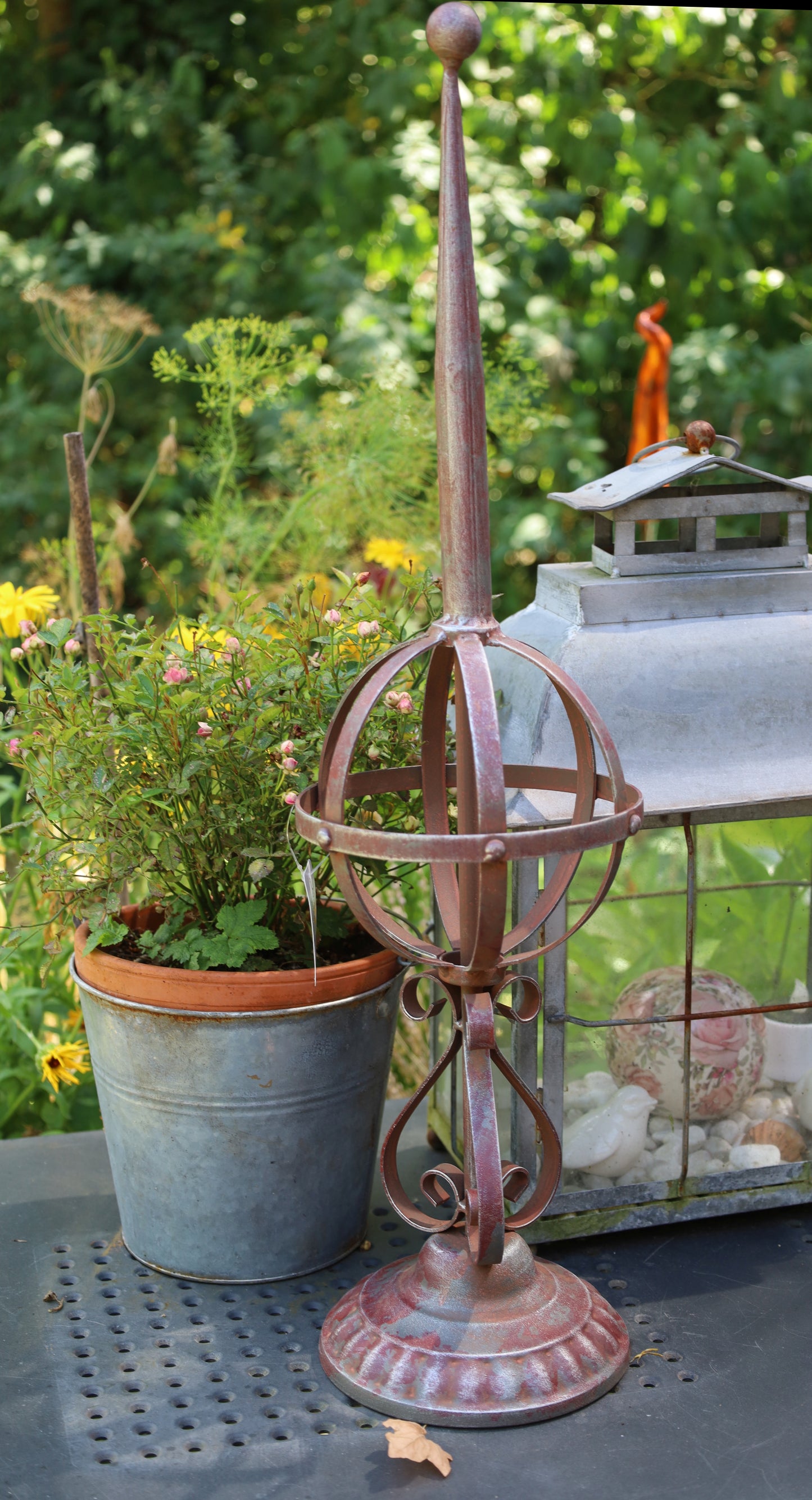 Gartendeko Obelisk Vintage-Stil - Eisen Rankhilfe Braun Shabby Chic