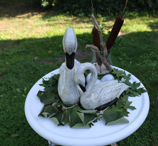 Schwanen Pärchen Holz - Romantische Hochzeitsdeko Shabby Chic