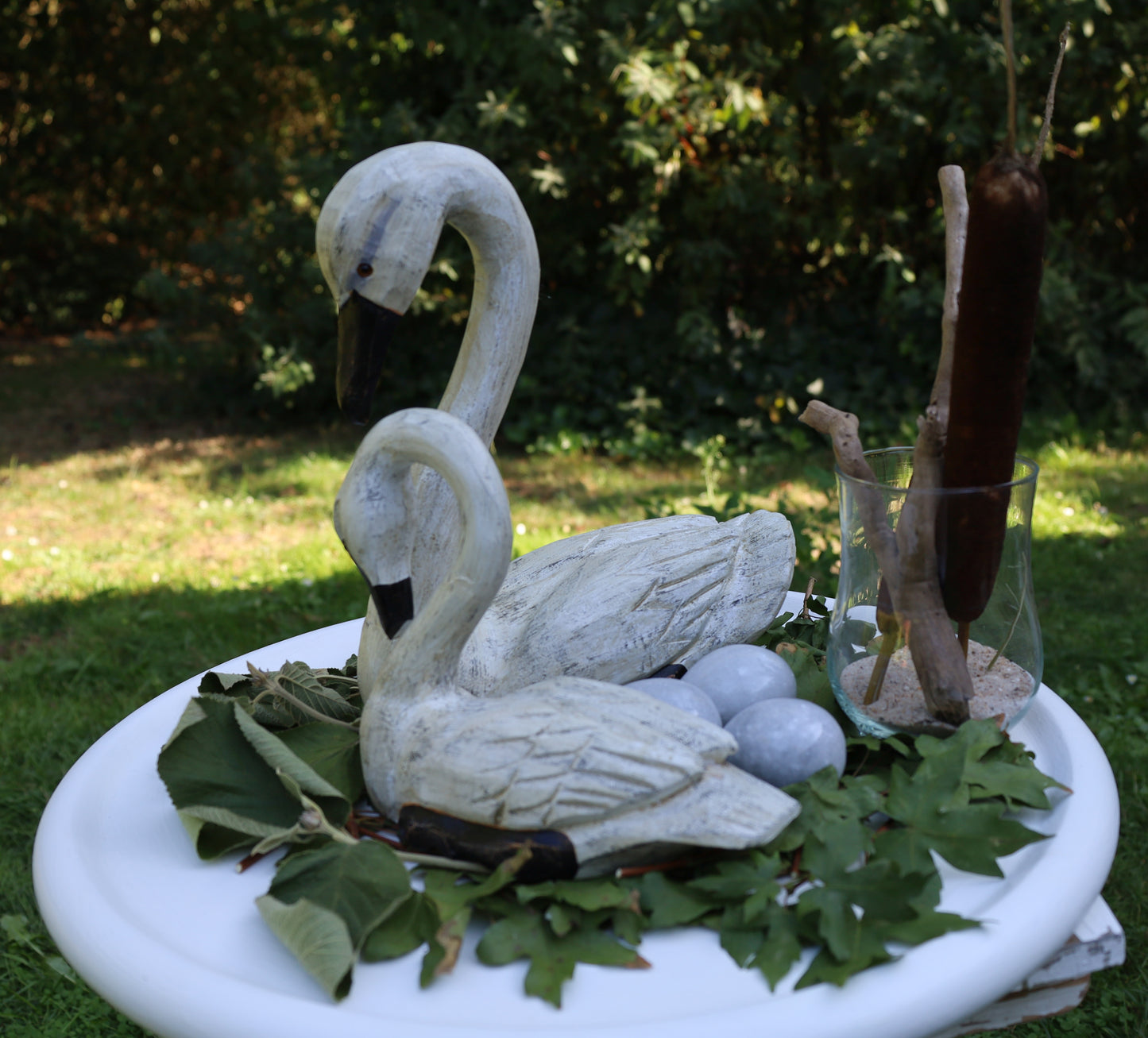 Schwanen Pärchen Holz - Romantische Hochzeitsdeko Shabby Chic
