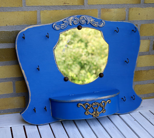 Vintage Schmuckhalterung / Schmuckständer mit Spiegel für die Wand