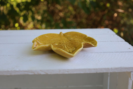 Keramik Schale Blattform Gelb 14x13 cm - Herbst Dekoration