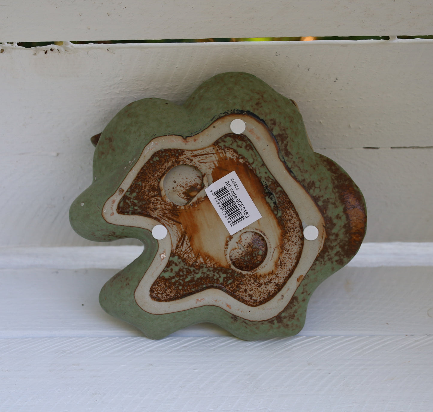 Keramik Schale Blattform mit Vögeln Grün - Clayre & Eef