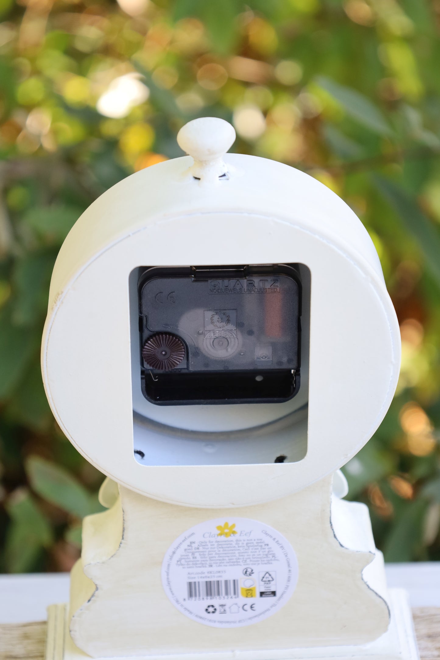 Standuhr Shabby Chic Weiß - Vintage Tischuhr aus Holz im Landhausstil