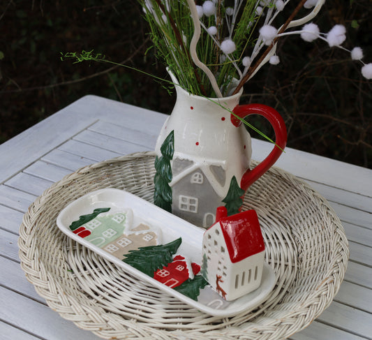 Keramik-Krug Winterlandschaft - Weihnachtsdeko Landhausstil Clayre & Eef