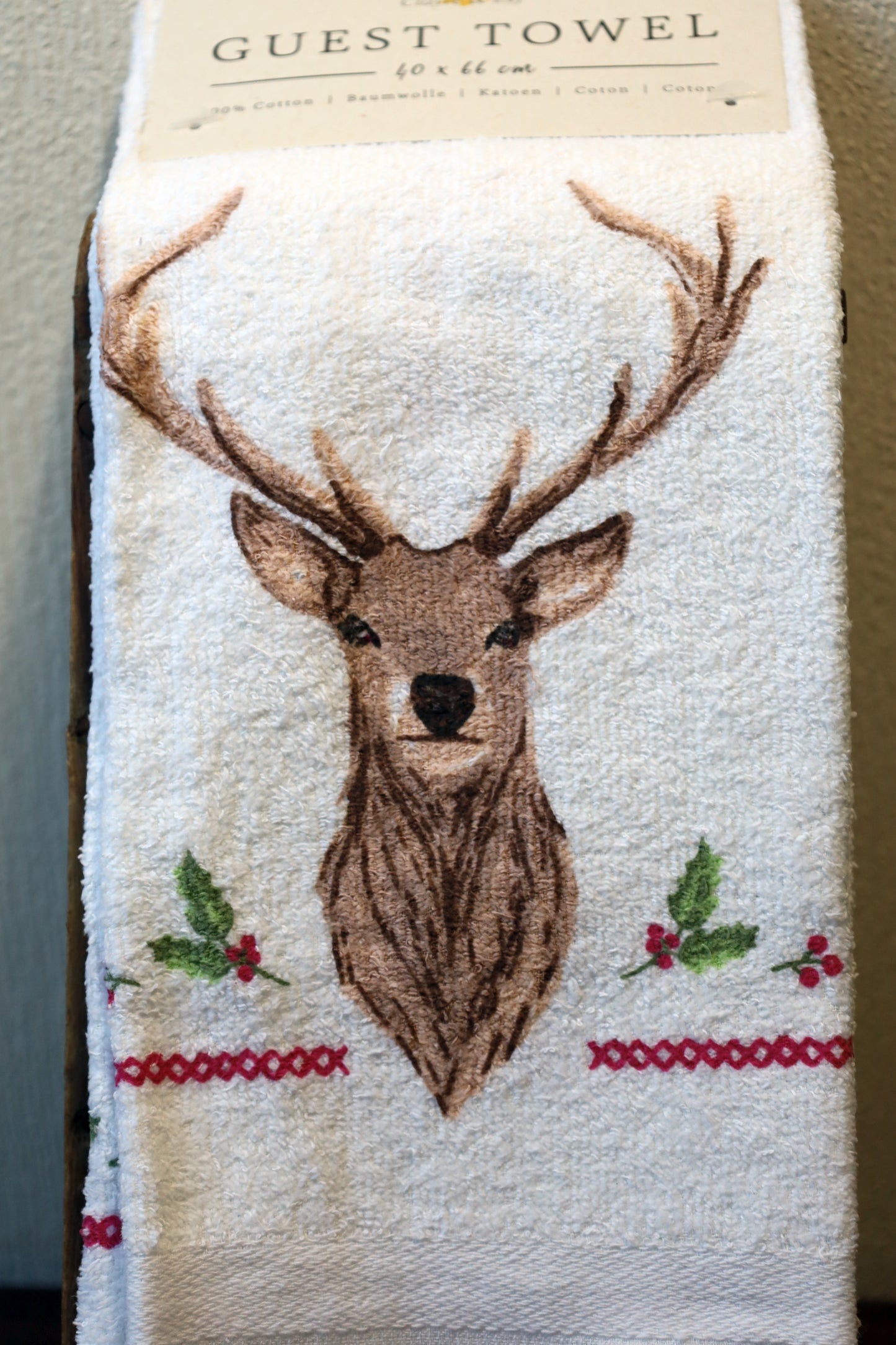 Gästehandtuch Landhausstil mit Hirschmotiv Winter - Clayre & Eef