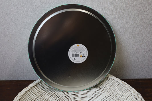 Rundes Metalltablett Grün Ø 32 cm - Blumenmotiv Landhaus-Stil