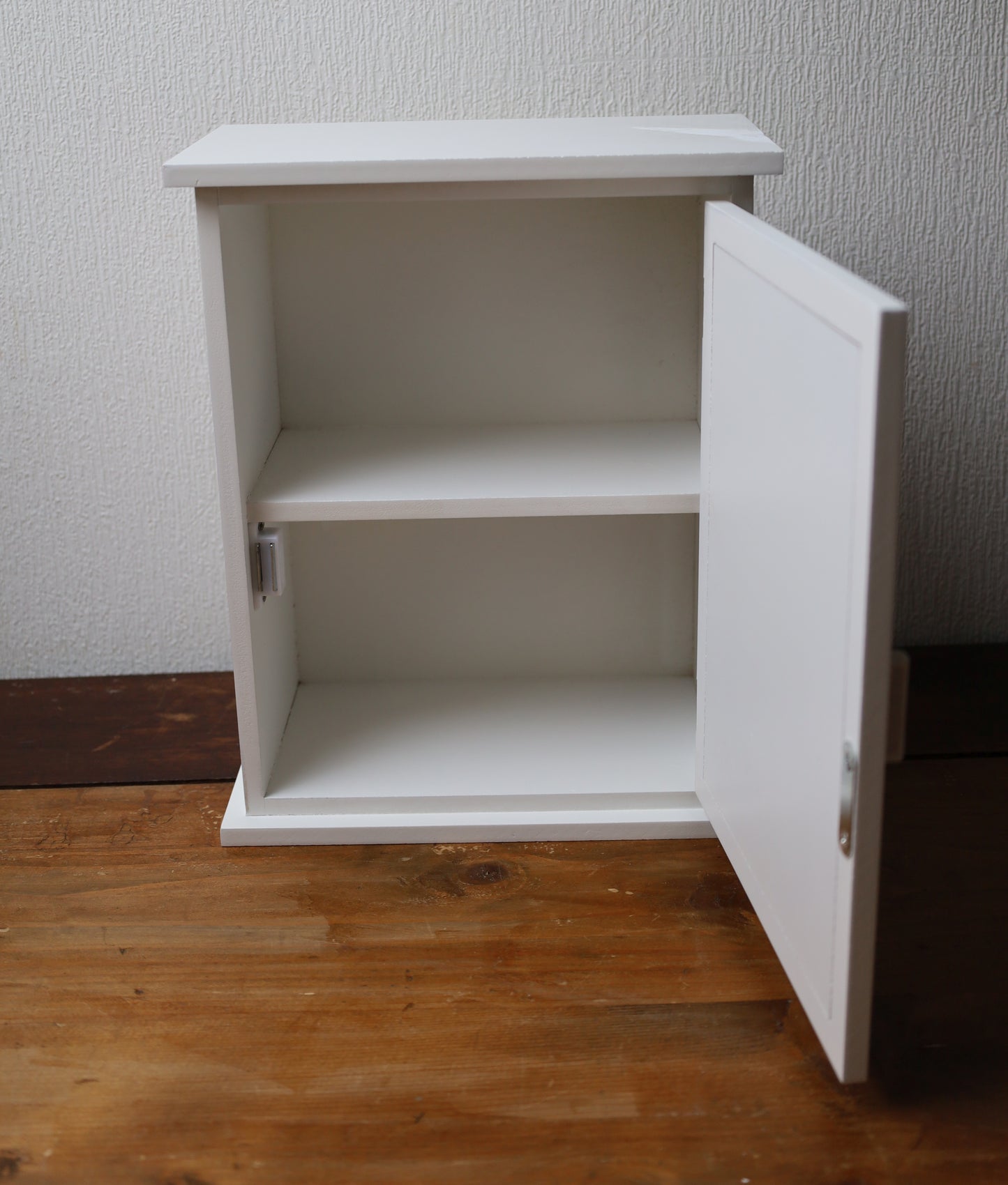 Wooden medicine cabinet, white and red - vintage apothecary cabinet, country style