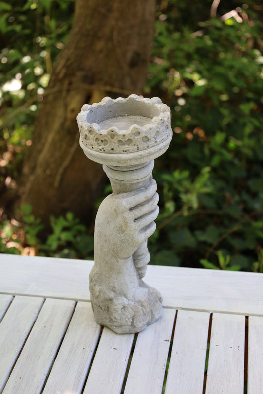 Garten-Deko in Grau, im Landhausstil aus Steinguss, Fackel mit Kerzenhalter {{ Shabby Chic und Landhaus Deko }} {{ www.Stein-Alt.de The cosy Cottage }}