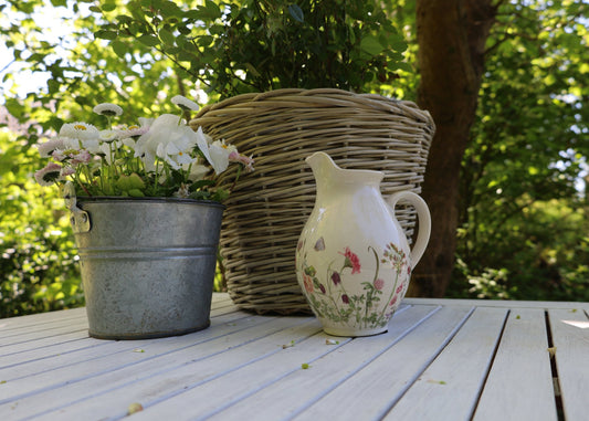Krug / Vase Keramik-Krug mit Wiesenblumen-Motiv – Beige-Rosa | Clayre & Eef Landhausstil Shabby-Chic und Landhaus-Deko bei www.Stein-Alt.de