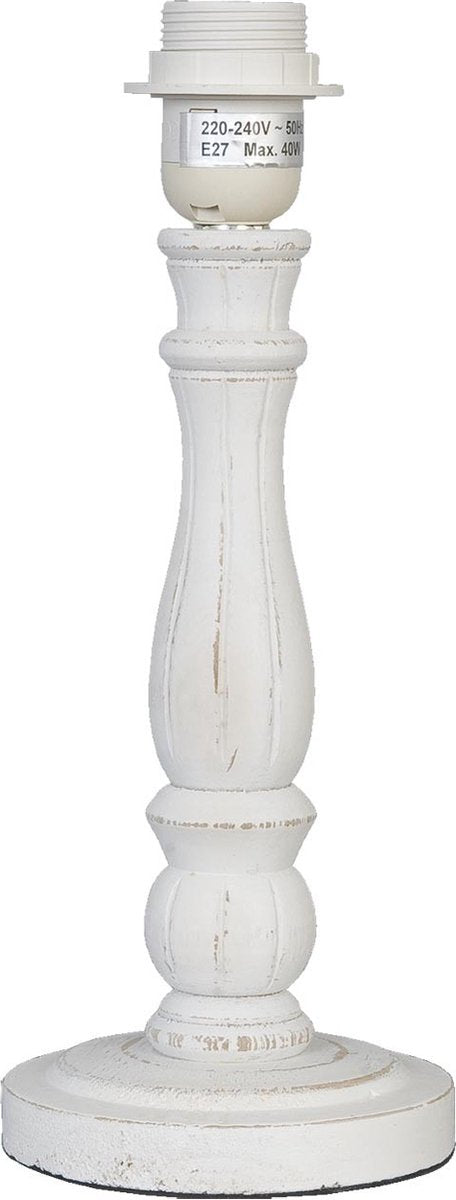 Lampenfuß Holz Weiß Shabby Chic - E27 Fassung ohne Schirm
