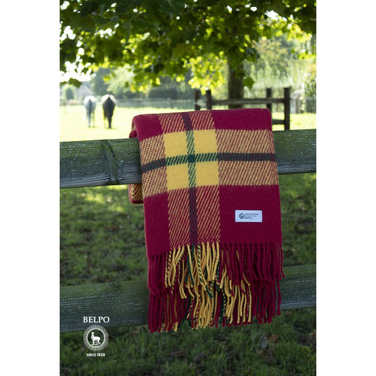 Wolldecke Schottenkaro Rot - 100% Schurwolle Kuscheldecke & Picknickdecke