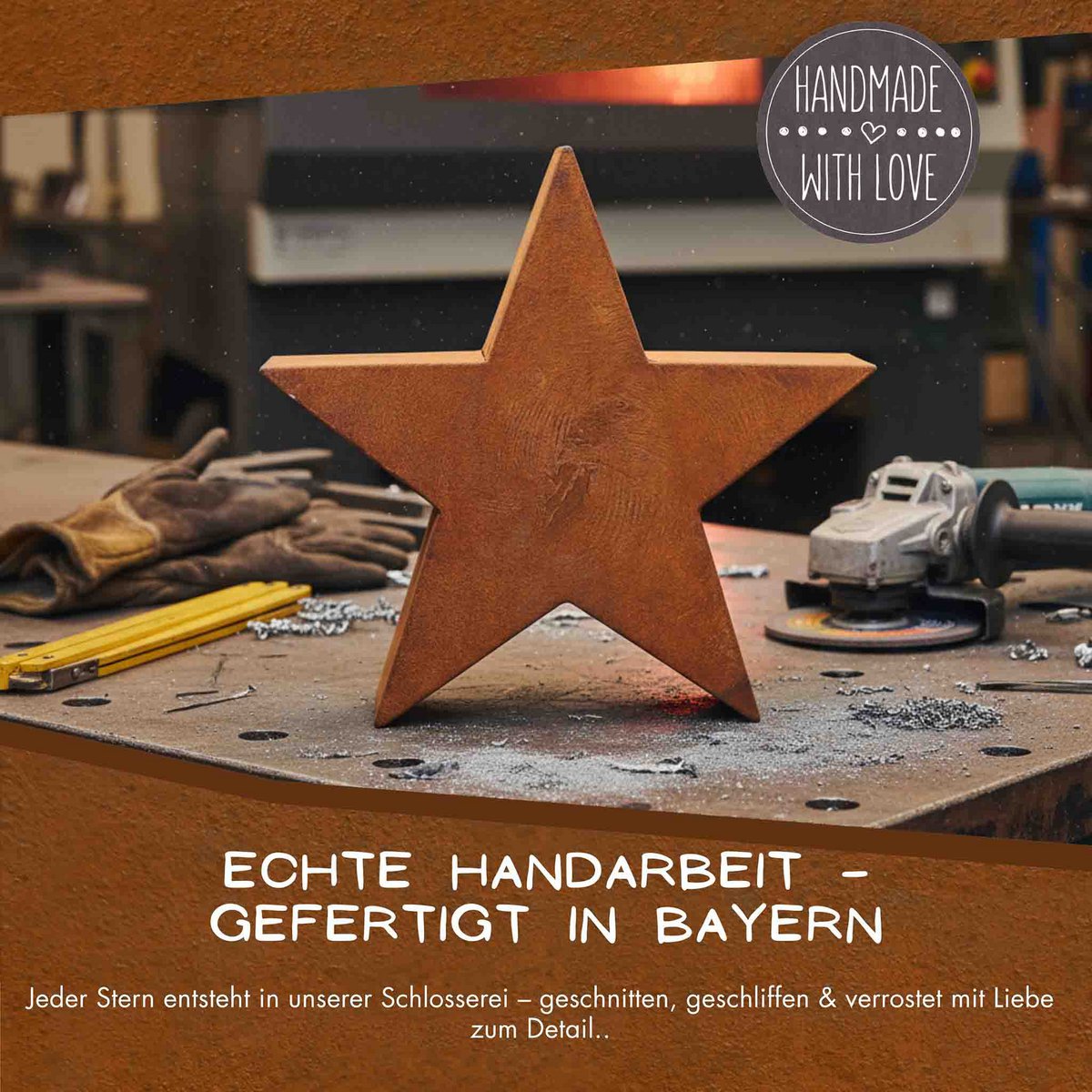 Edelrost Stern 3D - Wetterfeste Weihnachtsdeko aus Metall für Garten