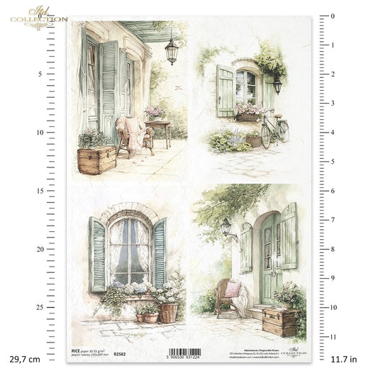Reispapier Decoupage Cottage Romantische Fenster - Landhausstil Möbel Makeover