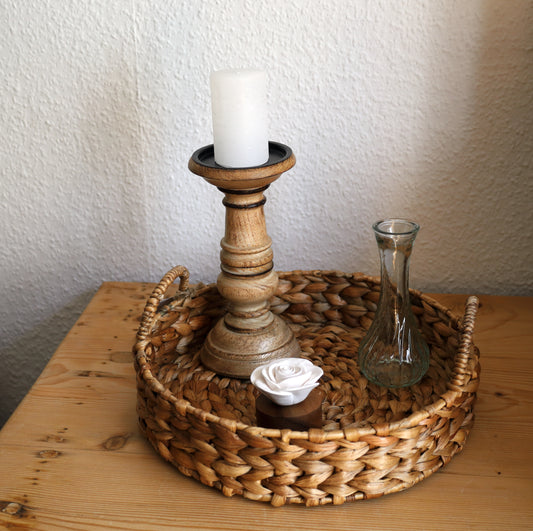 Kerzenständer Mangoholz Braun - Kerzenhalter für Stumpenkerzen im Landhausstil