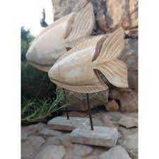 Maritime Fisch-Figur aus Holz - Landhausstil Deko