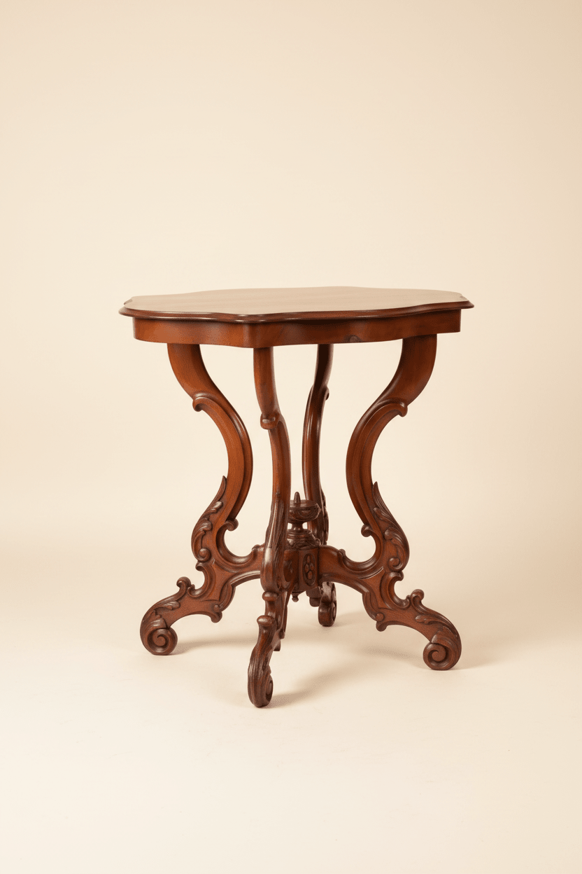 Beistelltisch Antiker Mahagoni Beistelltisch Louis-Philippe (1840–1870) Rot-Braun Shabby Chic und Landhaus Deko bei www.Stein-Alt.de