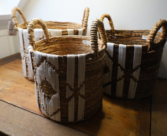 Aufbewahrungskorb Rund Natur - Wäschekorb Pflanzkorb Boho Landhausstil Ø 30/35/40 cm {{ Shabby Chic und Landhaus Deko }} {{ www.Stein-Alt.de }}