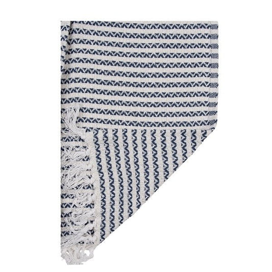 Baumwolldecke Blau-Weiß Zickzack 150x125cm - Plaid Landhausstil {{ Shabby Chic und Landhaus Deko }} {{ www.Stein-Alt.de }}