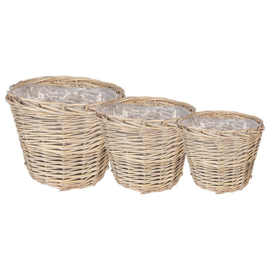 Rattan Pflanztopf 3er Set – Boho Übertopf Beige | Clayre & Eef