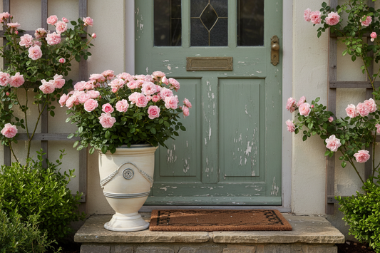 Pflanztopf Maritim Beige Grau-Blau | Shabby Chic Cottage | Magnesiumoxid | Außen