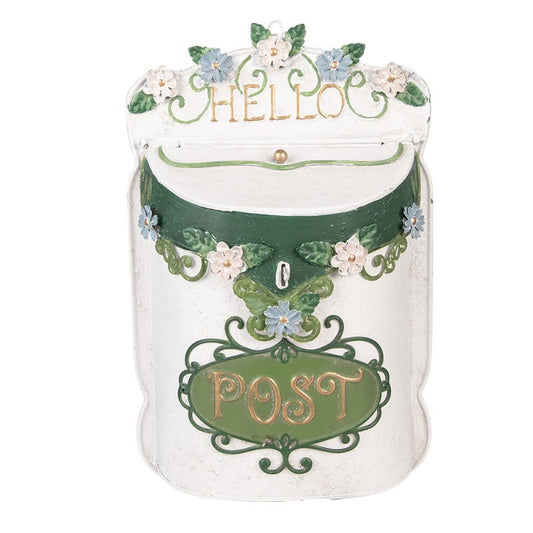 Briefkasten Weiß Metall – Clayre & Eef | 27×10×42 cm {{ Shabby Chic und Landhaus Deko }} {{ www.Stein-Alt.de }}