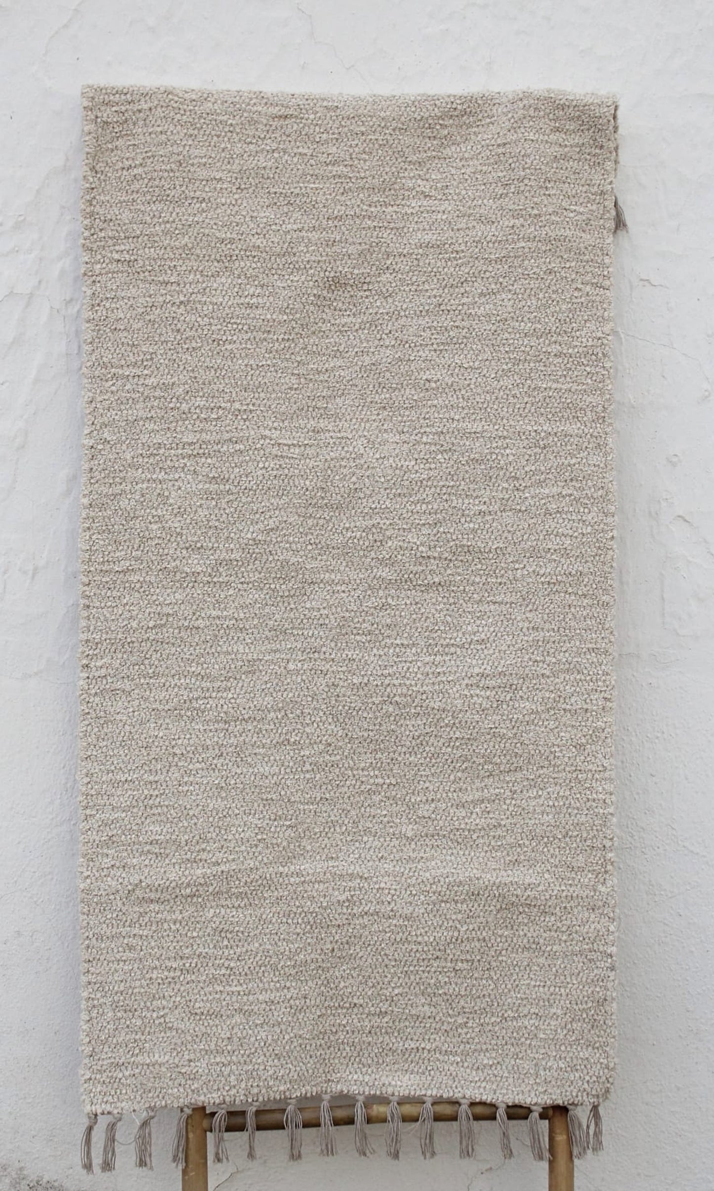 Hand-knotted cotton rug, off-white - country style rug, 100% cotton