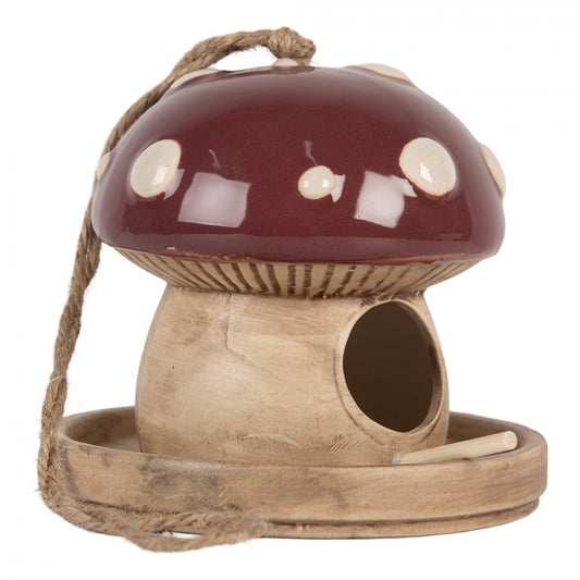 Vogelhäuschen / Schlafplatz für Vögel aus Keramik in Fliegenpilzform