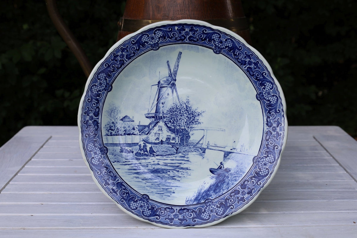 Zierteller Delfter Keramik Teller mit Windmühle - Original Delft Blau-Weiß Ø 30 cm Shabby Chic und Landhaus Deko bei www.Stein-Alt.de