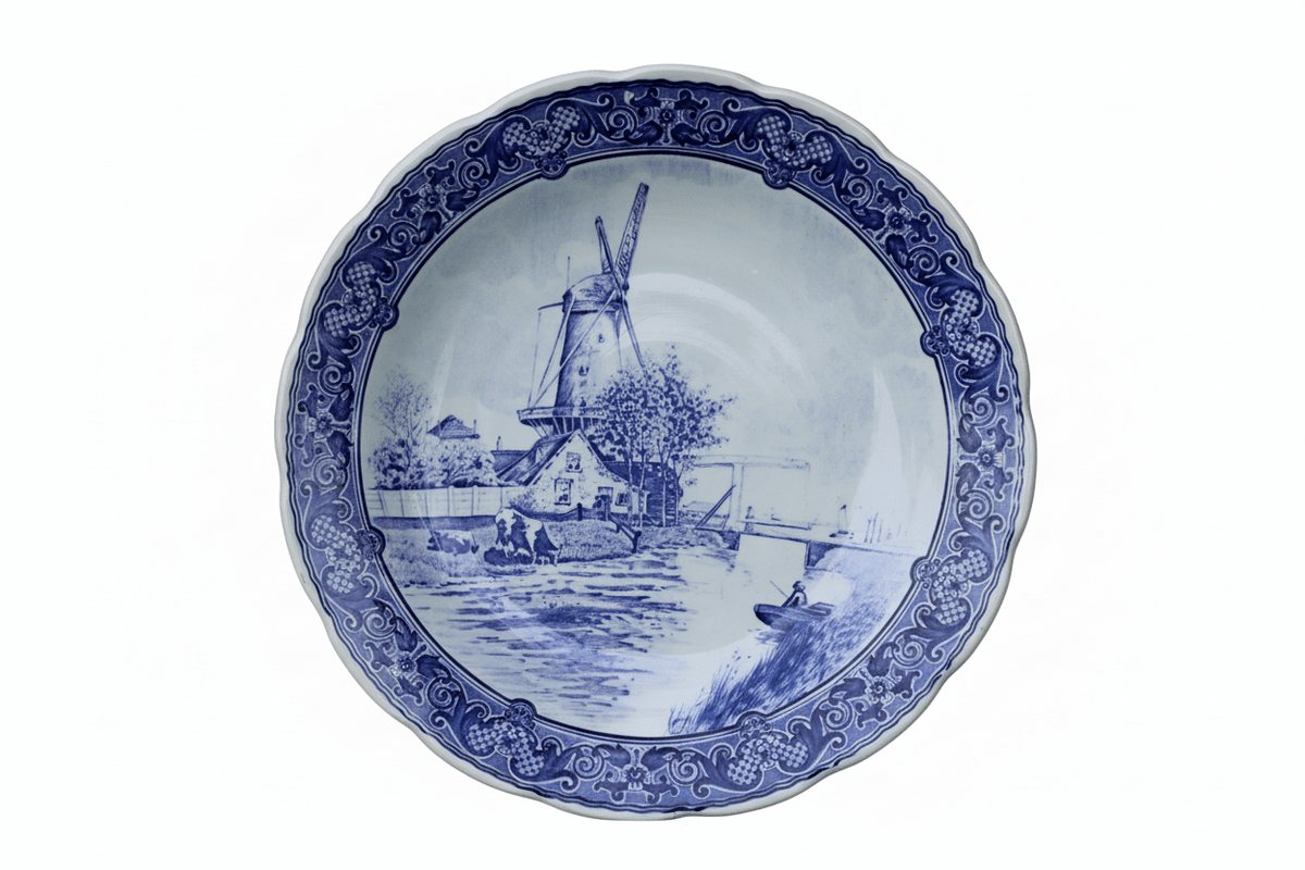 Zierteller Delfter Keramik Teller mit Windmühle - Original Delft Blau-Weiß Ø 30 cm Shabby Chic und Landhaus Deko bei www.Stein-Alt.de