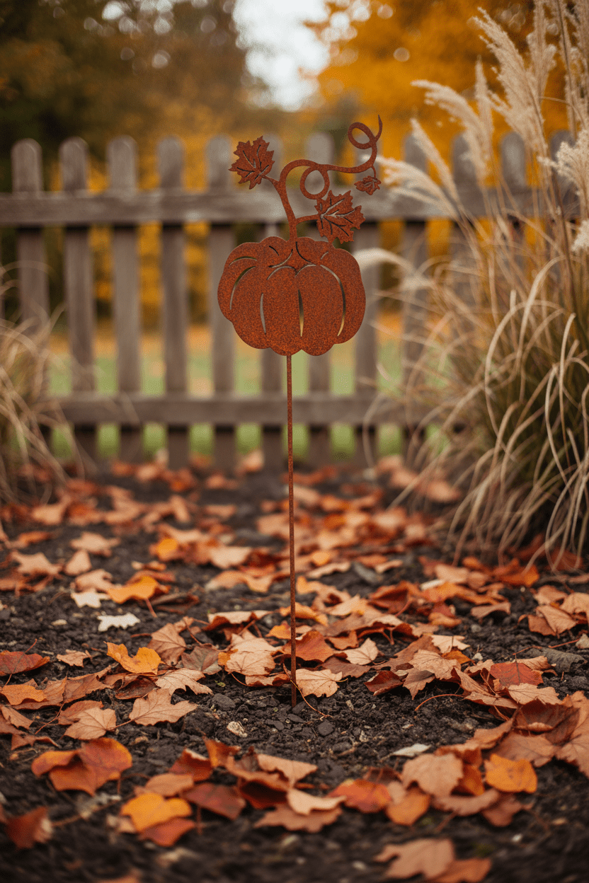 Gartendeko Edelrost Stecker Kürbis Metall Braun Landhausstil Gartendeko 14x1x55 cm Clayre & Eef Shabby Chic und Landhaus Deko bei www.Stein-Alt.de