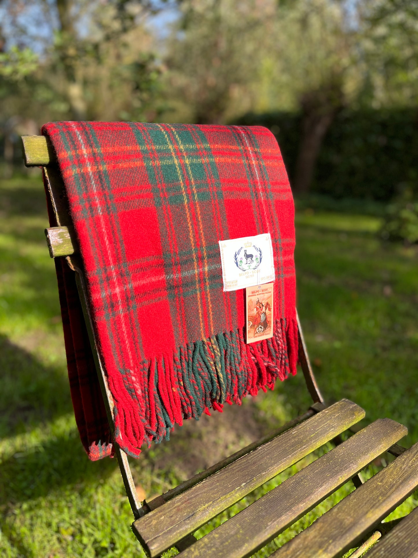 Wolldecke 100% Recycelte Wolle - Schottenkaro Picknickdecke 180x150cm