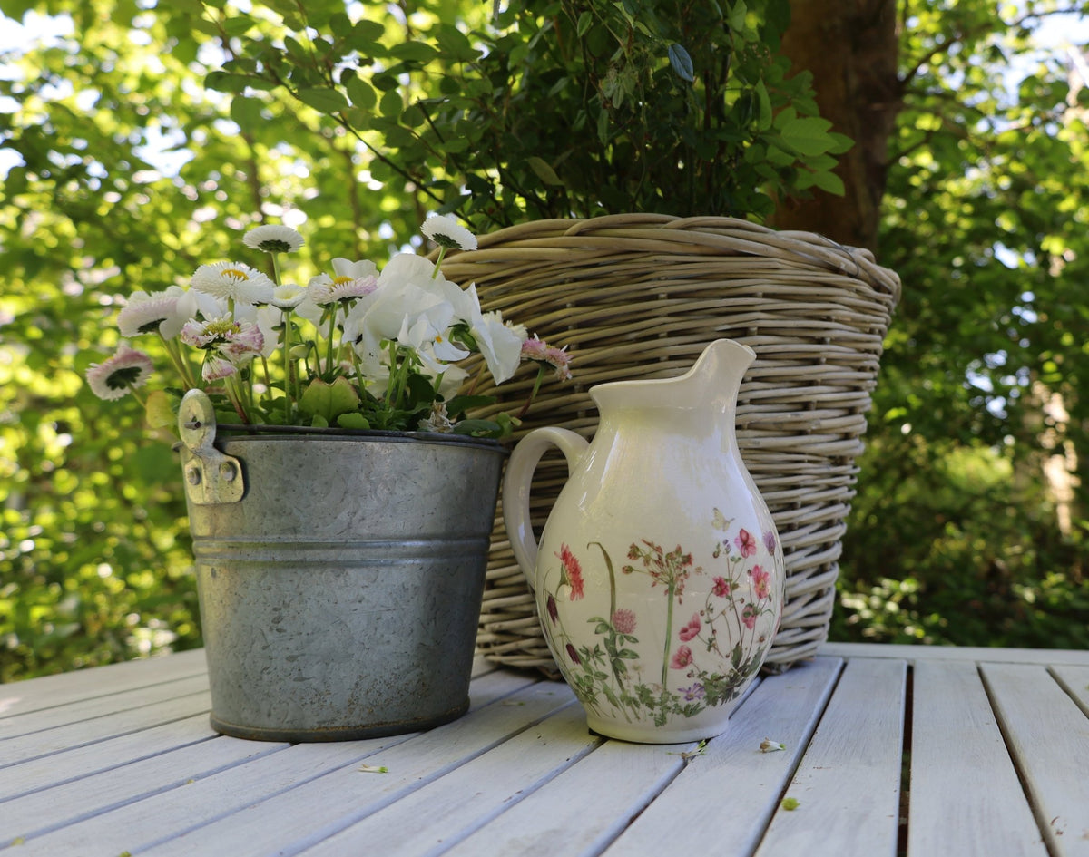 Krug / Vase Keramik-Krug mit Wiesenblumen-Motiv – Beige-Rosa | Clayre & Eef Landhausstil Shabby-Chic und Landhaus-Deko bei www.Stein-Alt.de