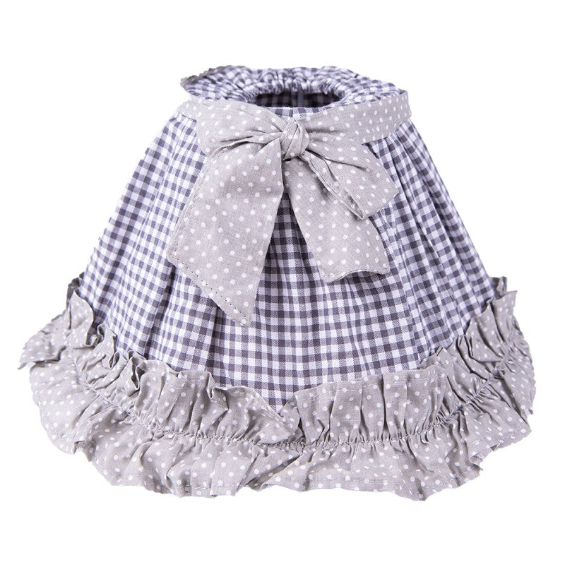 Lampenschirm Baumwolle Blau-Grau Kariert mit Punkten E27