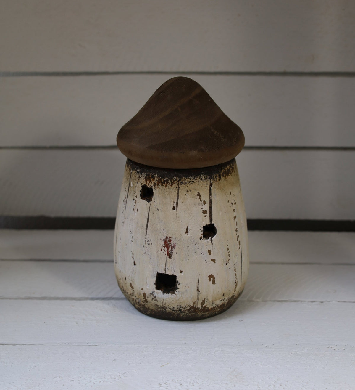 Deko Haus Maritimes Deko-Häuschen Holz Weiß-Braun 17cm - Shabby Chic Landhaus Clayre & Eef Shabby Chic und Landhaus Deko bei www.Stein-Alt.de