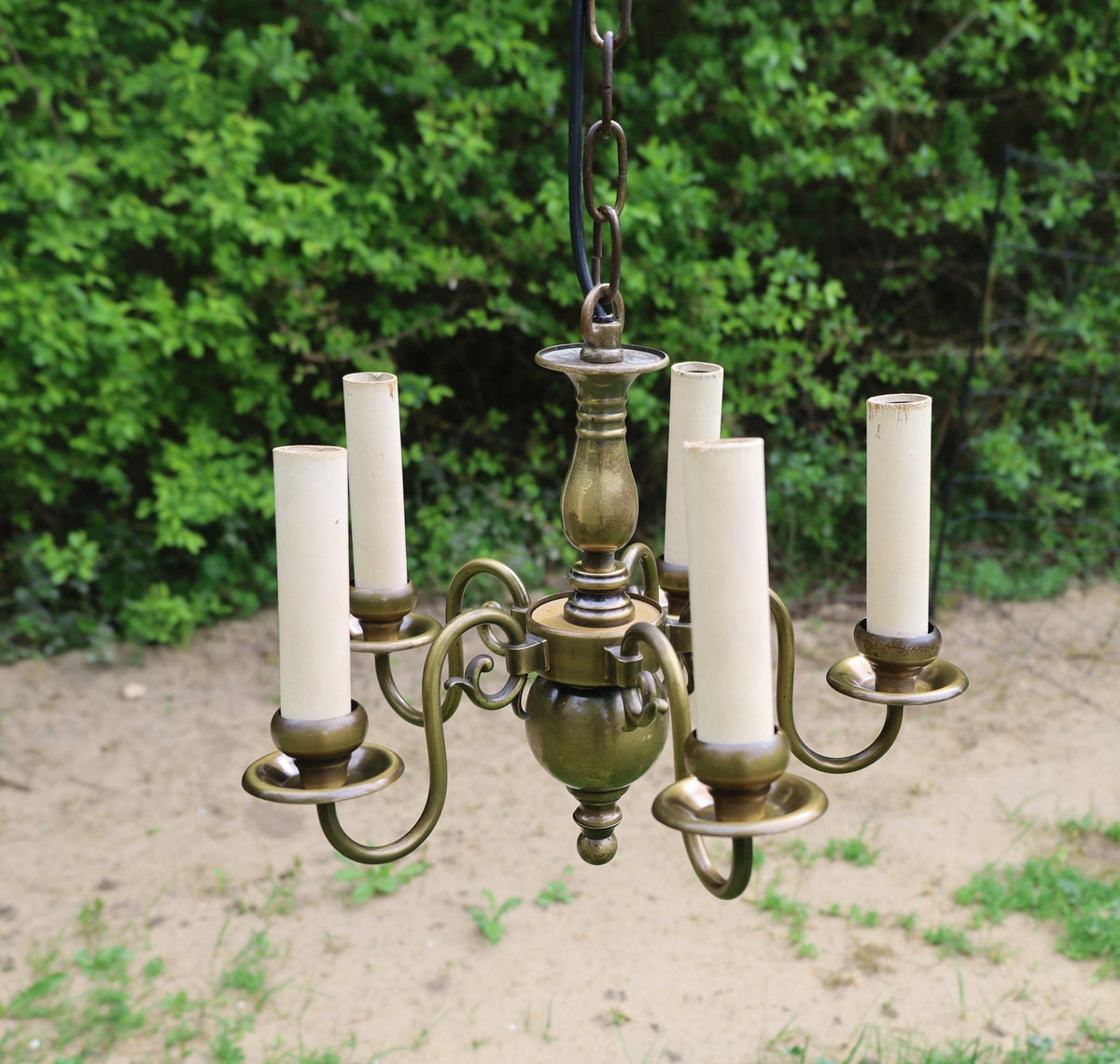 Messing Kronleuchter Vintage – Kleine Deckenlampe Antik Landhausstil {{ Shabby Chic und Landhaus Deko }} {{ www.Stein-Alt.de }}