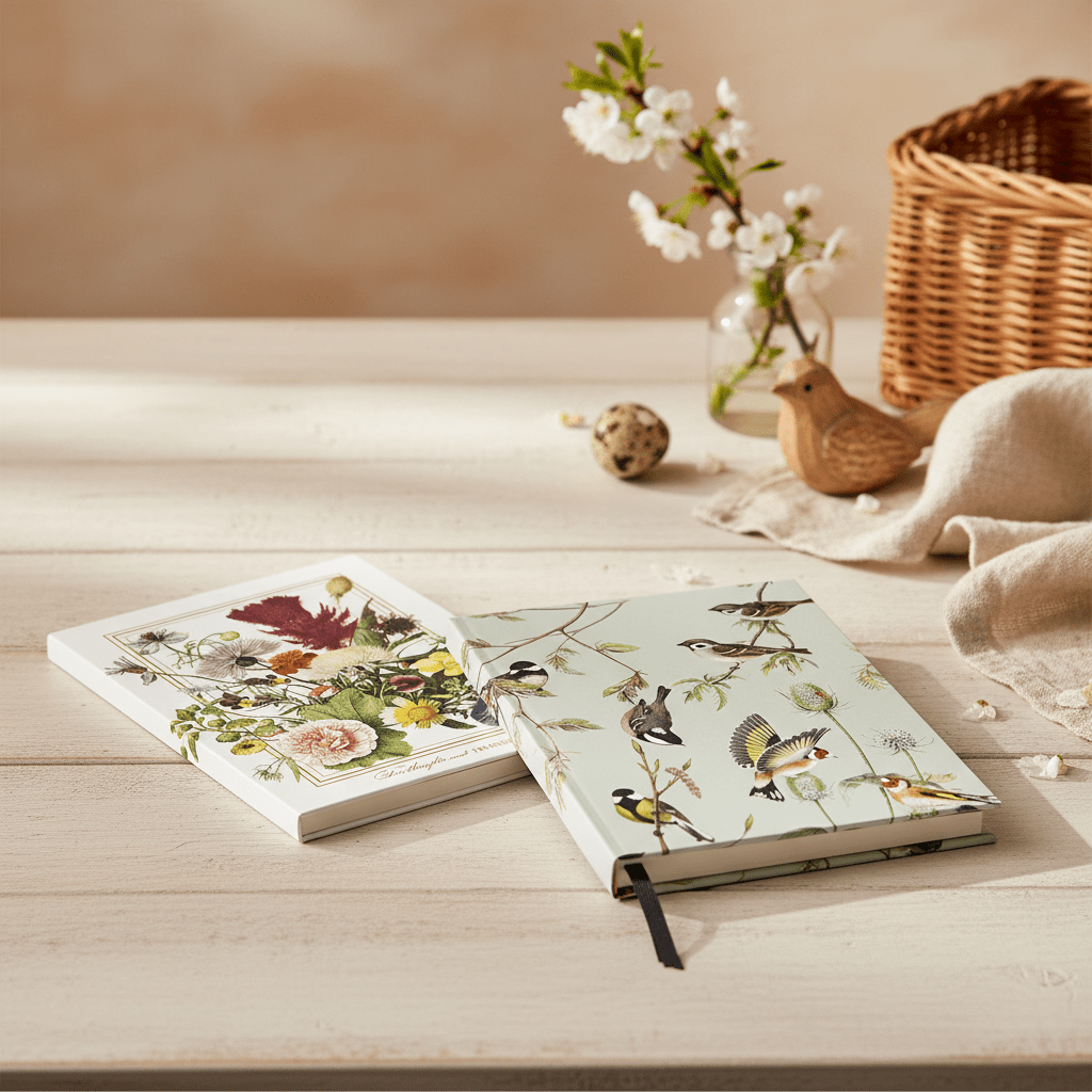 Notizbuch DIN A5 – Flower Garden Kollektion mit Blumen- oder Vogelmotiven {{ Shabby Chic und Landhaus Deko }} {{ www.Stein-Alt.de }}