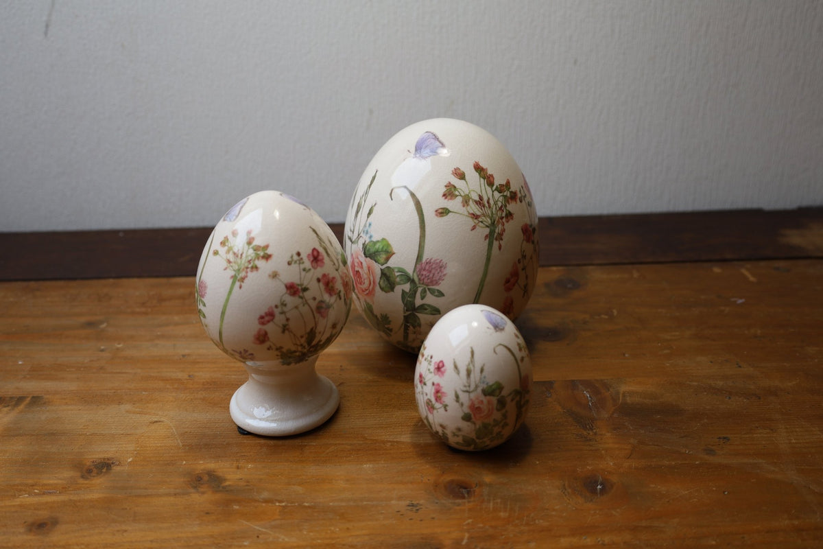 Dekoration Oster-Ei Keramik Blumenwiese – Frühlingsdeko Landhausstil Shabby Chic und Landhaus Deko bei www.Stein-Alt.de