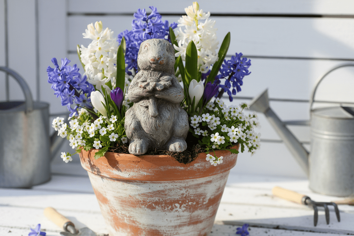 Gartendekoration Oster Hase Steinguss Grau 15cm - Gartendeko Frühling Häschen Landhaus Shabby Chic und Landhaus Deko bei www.Stein-Alt.de